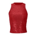 thumbnail image 6 of Lixiuxyad Camisoles For Women Fashion Sequin Camisole Summer Sleeveless Tank Top With Glitter Rhinestone Spaghetti Strap For Casual Party Wear,Red, 6 of 7