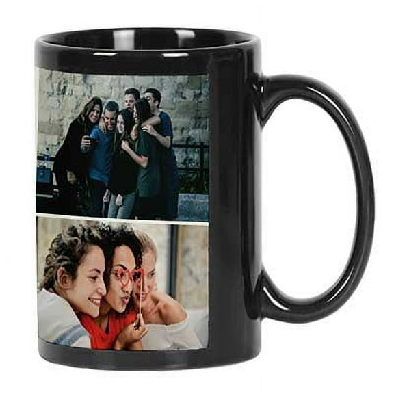 Printtoo PersonalizedPhotoCollage CoffeeMugLife Is Better With Friends Custom Picture Ceramic CupDishwasher & Microwave Safe- 11 Oz -Black