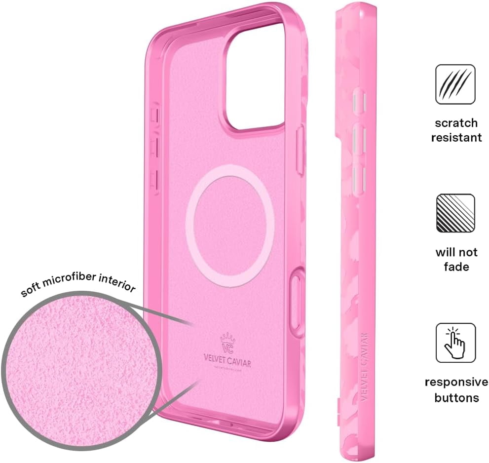 VELVET CAVIAR for iPhone 16 Pro Max Case - Compatible with MagSafe - Cute Protective Phone Cases for Women - Hot Pink Leopard