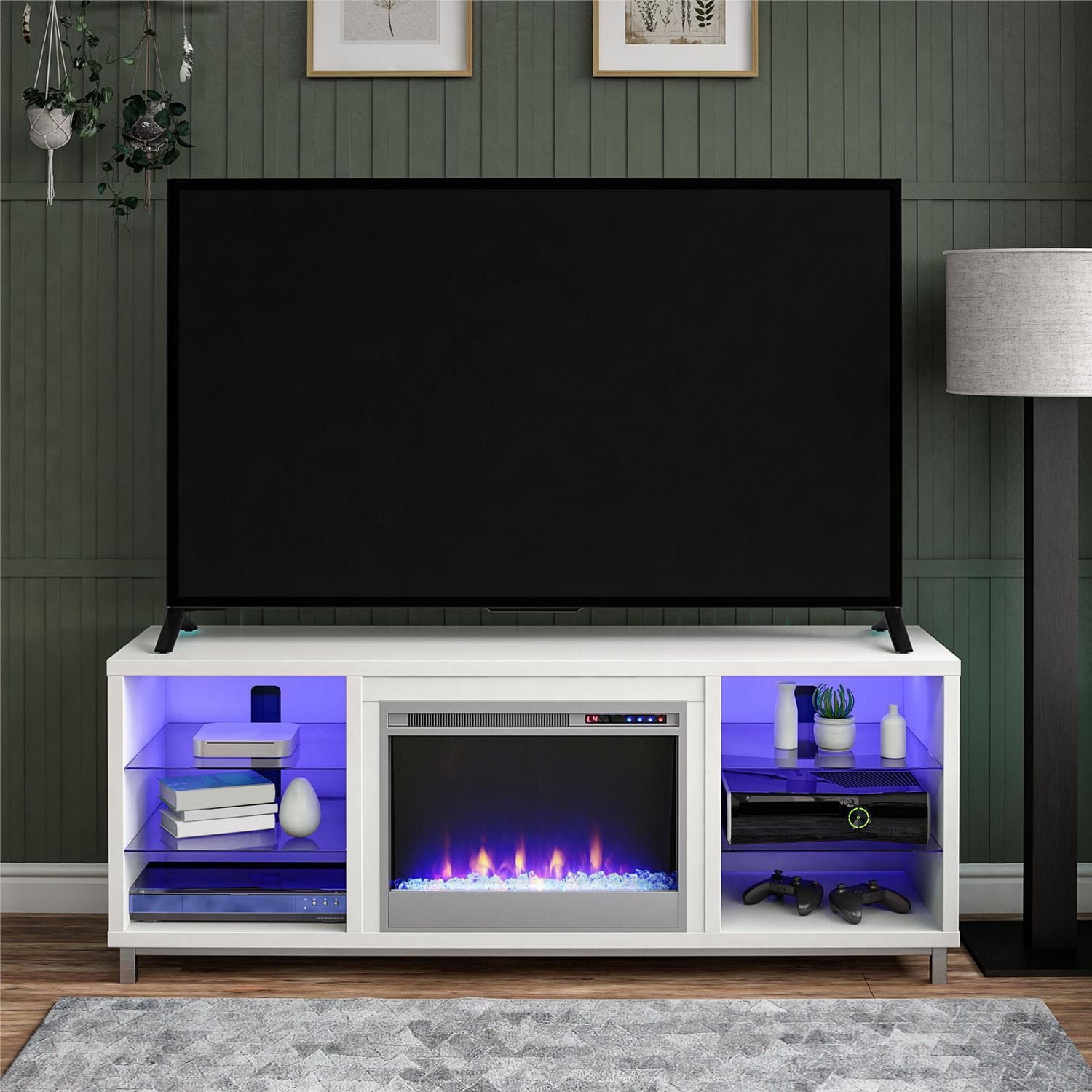Lumina Fireplace TV Stand for TVs up to 48", White