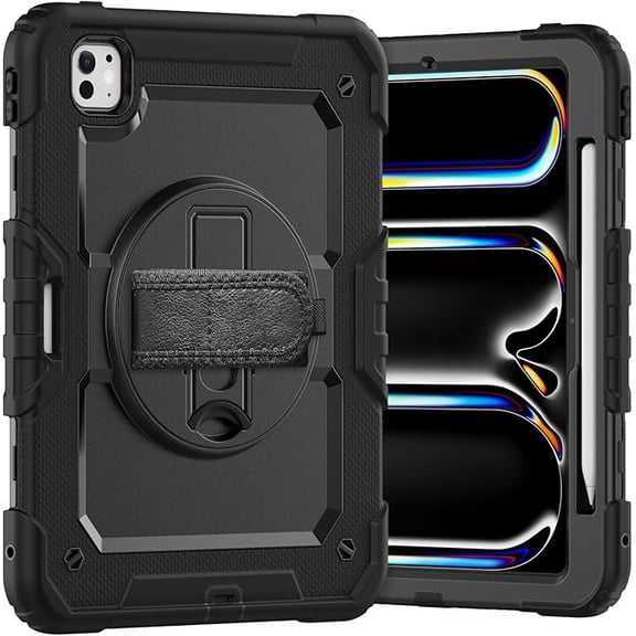 IPad Pro 11 inch (M4) 5th generation 2024 protective case with 360 ° rotating bracket (Black)