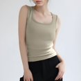 thumbnail image 6 of JULMCOMO Cotton Tank Tops for Women Square Neck Slim Fit Comfy Casual Tank Tops Sleeveless Summer Basic Shirts Green L, 6 of 6