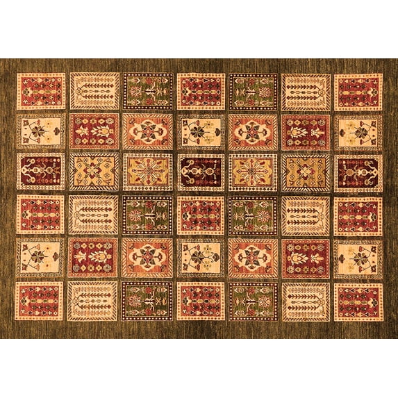 Ahgly Company Indoor Rectangle Abstract Orange Modern Area Rugs, 6' x 9'