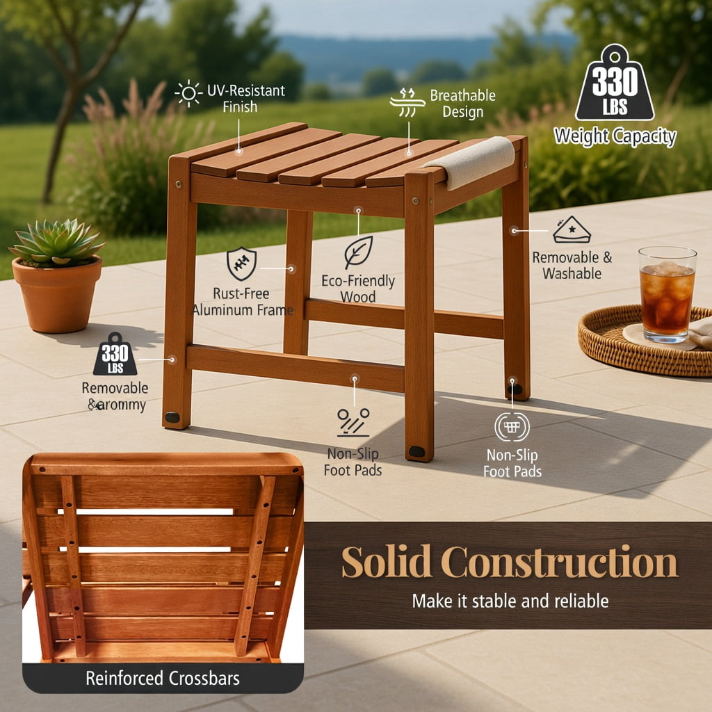 Hommoo Rustic Wood Outdoor Dining Chairs, Ergonomic 105° Backrest, Slatted Contoured Seat, Set of 2 Patio Chairs for Deck, Porch & Garden, Natural
