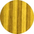 thumbnail image 1 of Ahgly Company Machine Washable Indoor Round Abstract Yellow Modern Area Rugs, 4' Round, 1 of 4
