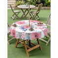 thumbnail image 3 of Pink Watercolor Floral Outdoor Tablecloth - 54 Inch Round Dining Table Cover, Spring Flower Abstract Art Waterproof Outdoor Table Cloth with Umbrella Hole & Zipper for Picnic/Patio/Party, 3 of 7