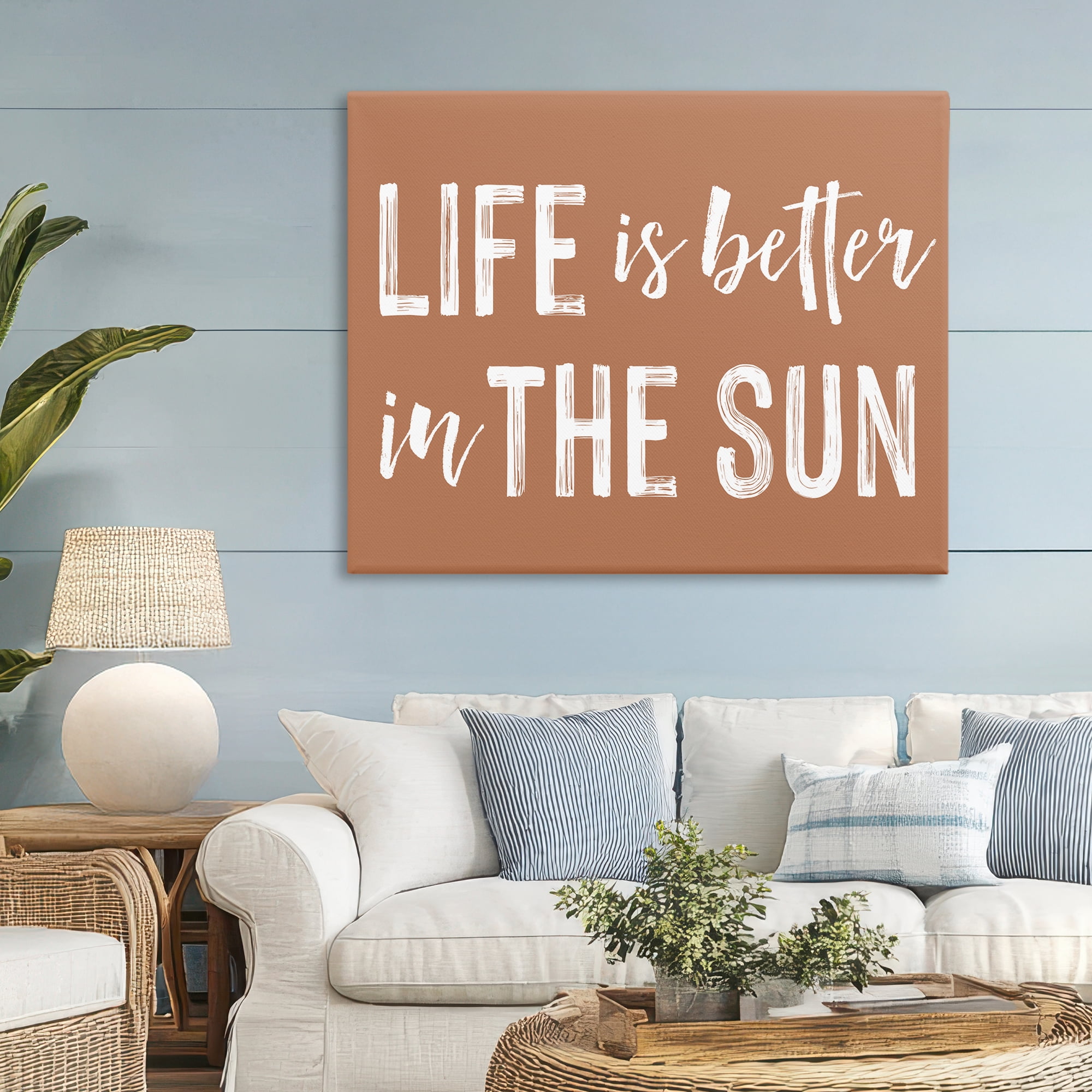 Life Better In Sun Brown Canvas Wall Art, design by Lettered and Lined