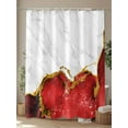 thumbnail image 4 of Fsddascl Red Gold Marble Shower Curtain Set - Extra Long 72" x 96" Washable Bathtub Curtain with 12 Hooks, Modern Abstract Marble Crack Texture Waterproof Fabric Stall Shower Curtains for Bathroom, 4 of 6