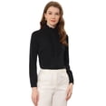thumbnail image 1 of INSPIRE CHIC Blusa vintage con cuello alto y volantes para mujer Negro S, 1 of 5
