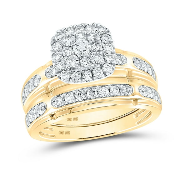 10K Yellow Gold His Hers Round Diamond Matching Wedding Set 1-1/5 Cttw, Womens Size: 5-10, Mens Size: 7-13