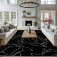 thumbnail image 4 of Abstract Sharks Washable Living Room Rugs 5'x7', Black Background Line Fish Ocean Life Simple Style Low Pile Throw Large Area Rugs Non-Slip Sturdy Edge Binding Carpet for Dining Room Bedside Kitchen, 4 of 9
