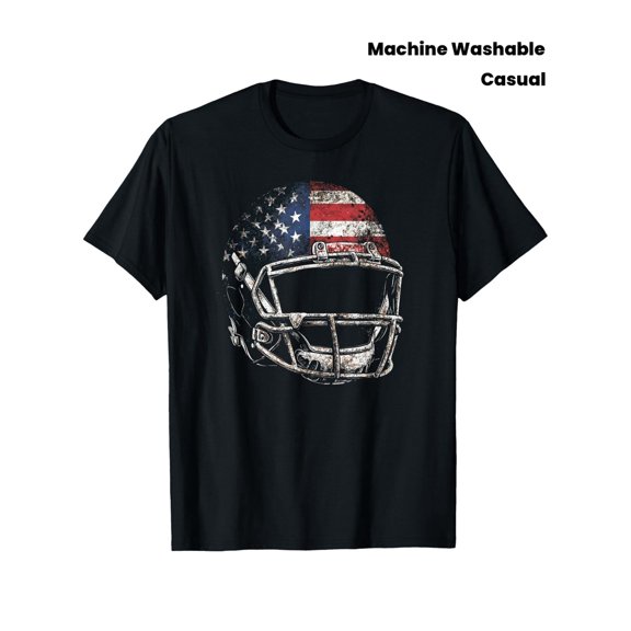 mens womens helmet us flag t shirt black with breathable round neck casual tee machine washable sports for game day casual attire
