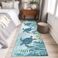 thumbnail image 5 of Teal Green Sea Turtle Large Area Rugs for Bedroom Living Room, Soft Non Slip Carpet Bedside Rug, Coastal Summer Beach Seaweed Rectangular Floor Cover Kitchen Accent Rug 2'x6' for Dining Room/Office, 5 of 9