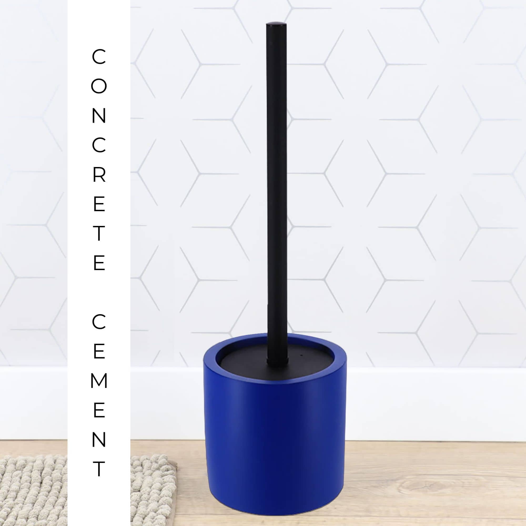Evideco French Home Goods Cement Commercial Toilet Brush & Holder Set with Toilet Brush, Blue