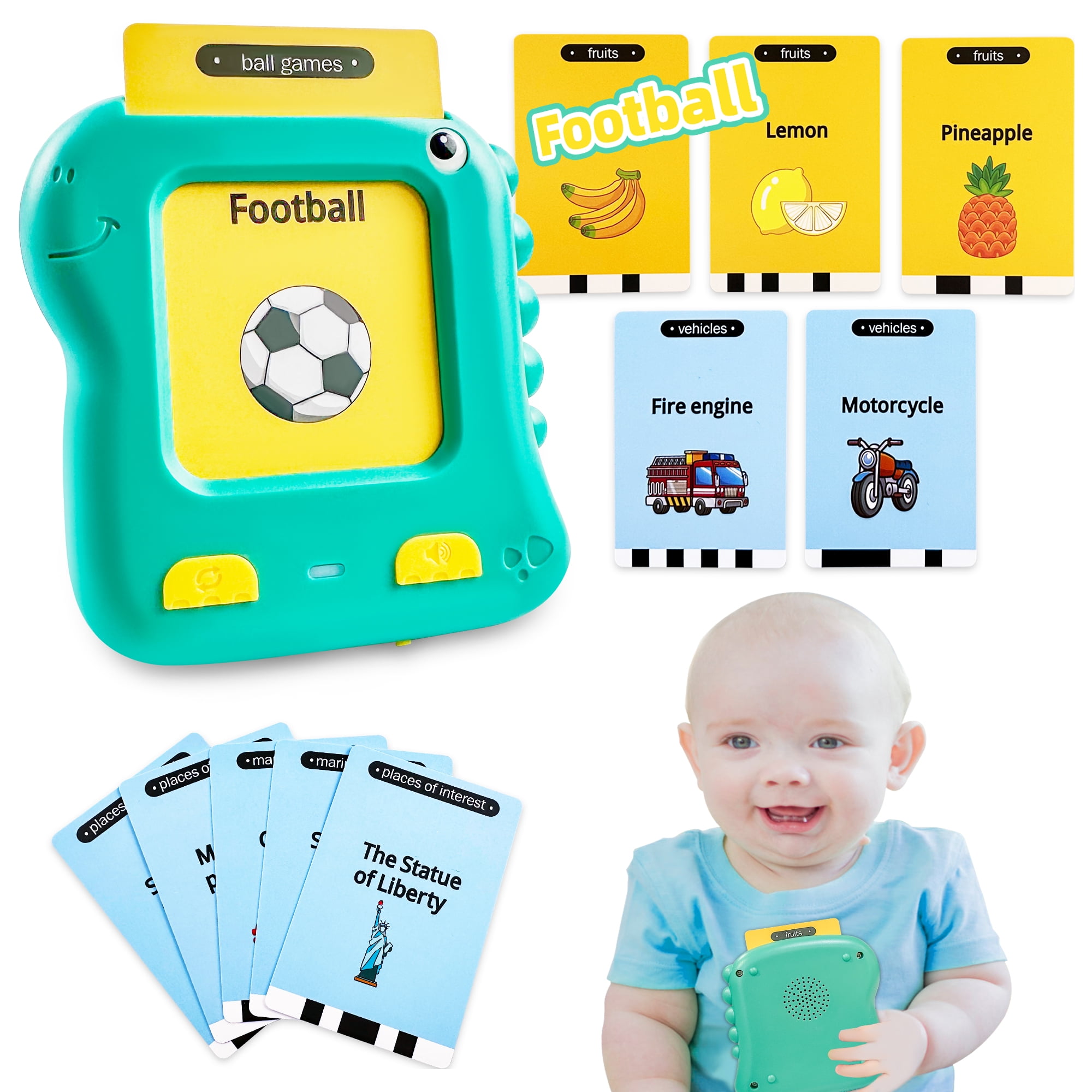 Adofi Talking Flash Cards Learning Toys for 2 3 4 5 6 Years Old Boys