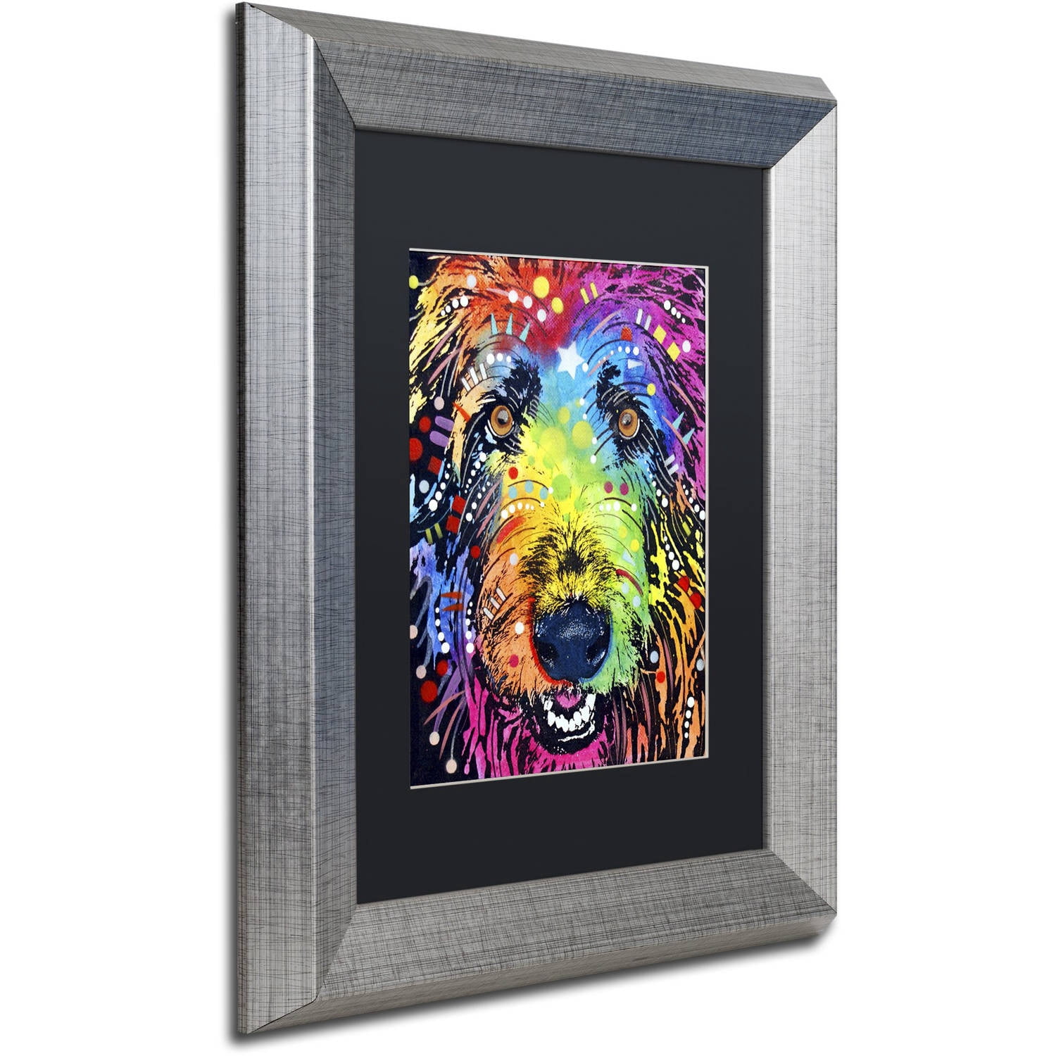 Trademark Fine Art "Irish Wolfhound" Canvas Art by Dean Russo, Black Matte, Silver Frame