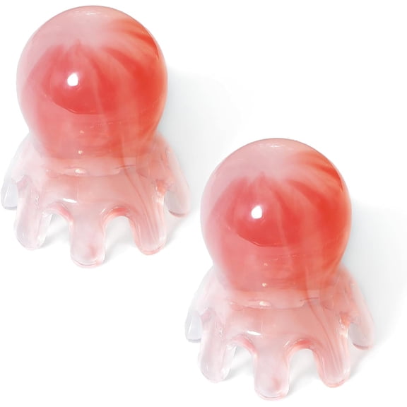 2 Pack Octopus Head Massager Comb - Stress Relief Acupressure Scalp Massager - Pink Manual Point Massage Tool for Headache Relief