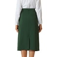 thumbnail image 3 of INSPIRE CHIC Stylish Women's Pencil Skirt with High Waist and Split Back for Work and Casual Wear 2XL Dark Green, 3 of 5