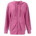 thumbnail image 2 of Suéteres para Mujer, Sudaderas de Punto de Larga con Cremallera, Sudaderas Acanaladas, Sudaderas Casuales Holgadas con Bolsillo. Rosa M, 2 of 9