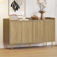 thumbnail image 5 of Craftian Storage Sideboard Cabinet Modern 4 Doors Kitchen Buffet Cabinet with Carved Design Doors Television Tables Entryway Cupboard Furniture with Gold Metal Legs,Brown, 5 of 10