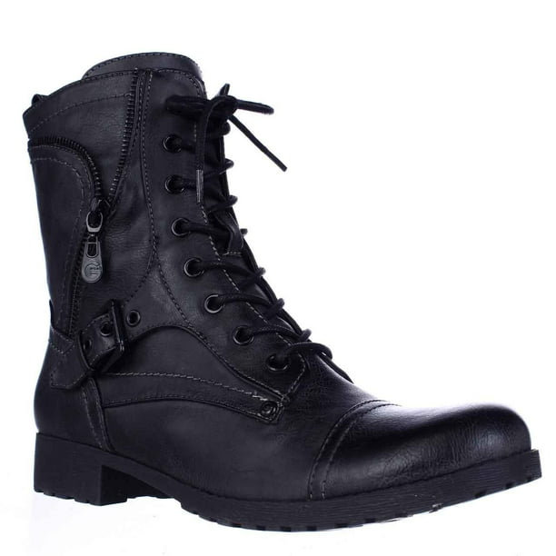 GUESS - Womens G by Guess Brylee Lace Up Buckle Zip Combat Boots ...