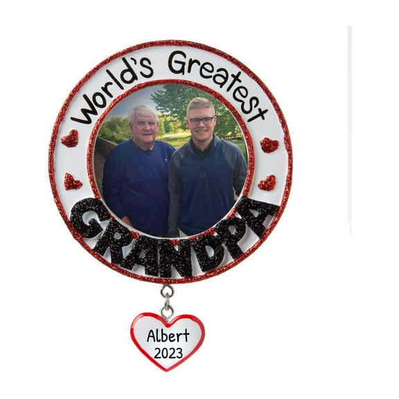 Ornaments by Elves Personalized Greatest Grandpa Photo Frame Christmas Tree Ornament 2024 .25 lbs.