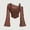 Brown, variant on Women's Plus Size 2 in 1 Off Shoulder T Shirt Ruched Sheer Bell Long Sleeve Tee, Casual Slim Fit Going Out Y2k Shirts Blouses(Red,XXL)