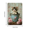 thumbnail image 2 of Vintage Cat Bathing Metal Tin Sign, Iron Wall Decor for Indoor Outdoor, Retro Floral Feline Themed Hanging Plaque for Home, Bedroom, Office, Cafe, Bar - Pack of 1, 8x12 Inch, 2 of 7