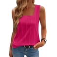 thumbnail image 2 of Women's Summer Tank Tops Sleeveless Square Neck Slim Fitted Casual Basic Tops, Hot Pink S, 2 of 5