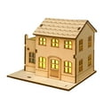 thumbnail image 1 of Escultura de casa de madera sin pintar y sin terminar, pueblo navideño. Estilo A 9.8x7.5x9.3cm, 1 of 6