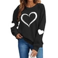 thumbnail image 2 of BLTIBY Valentine Sweatshirts for Women Love Heart Graphic Sweater Long Sleeve Round Neck Pullover Blouse Casual Fashion Valentines the Day Top Black 2 XL, 2 of 9