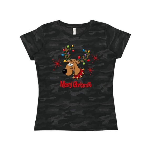 Inktastic Merry Christmas Reindeer Women's T-Shirt