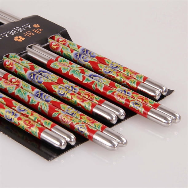 pstuiky Palillos chinos reutilizables de acero inoxidable, multicolor, aptos para lavavajillas - 1 par