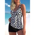 thumbnail image 2 of Trajes de baño Tankini de dos piezas Escote en V Crossover Impresión digital Traje de baño de dos piezas para mujeres para fiestas en la playa Blanco S, 2 of 6