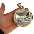 thumbnail image 2 of Mens The Last Supper Pendant Gold Finish with Silver 2-Tone Bling Charm Huge 4 Inch Round Hip Hop Medallion, 2 of 4
