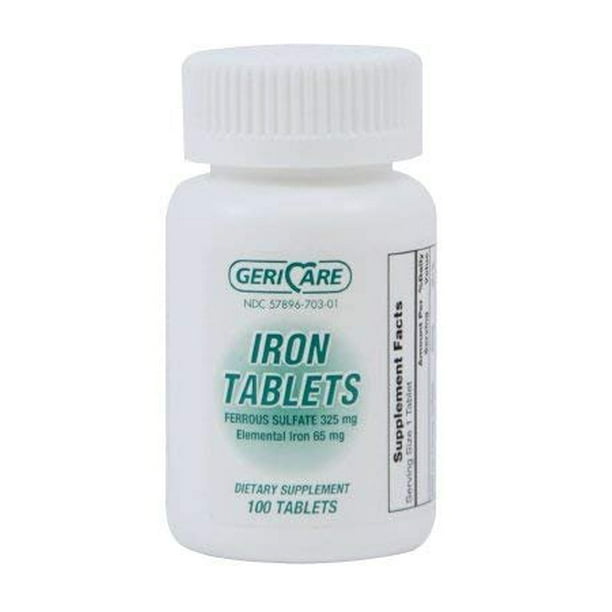 Gericare Ferrous Sulfate Iron Tablets, 325 mg, 100 Count - Walmart.com