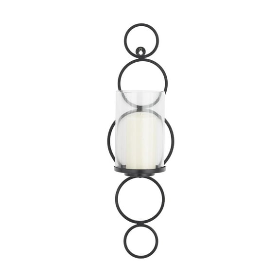 CosmoLiving by Cosmopolitan Black Metal Geometric Wall Sconce with Glass Holder