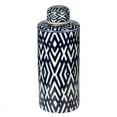 thumbnail image 3 of A&B Home Blue and White Cylindrical Porcelain Jar 7" x 7" x 18", 3 of 7