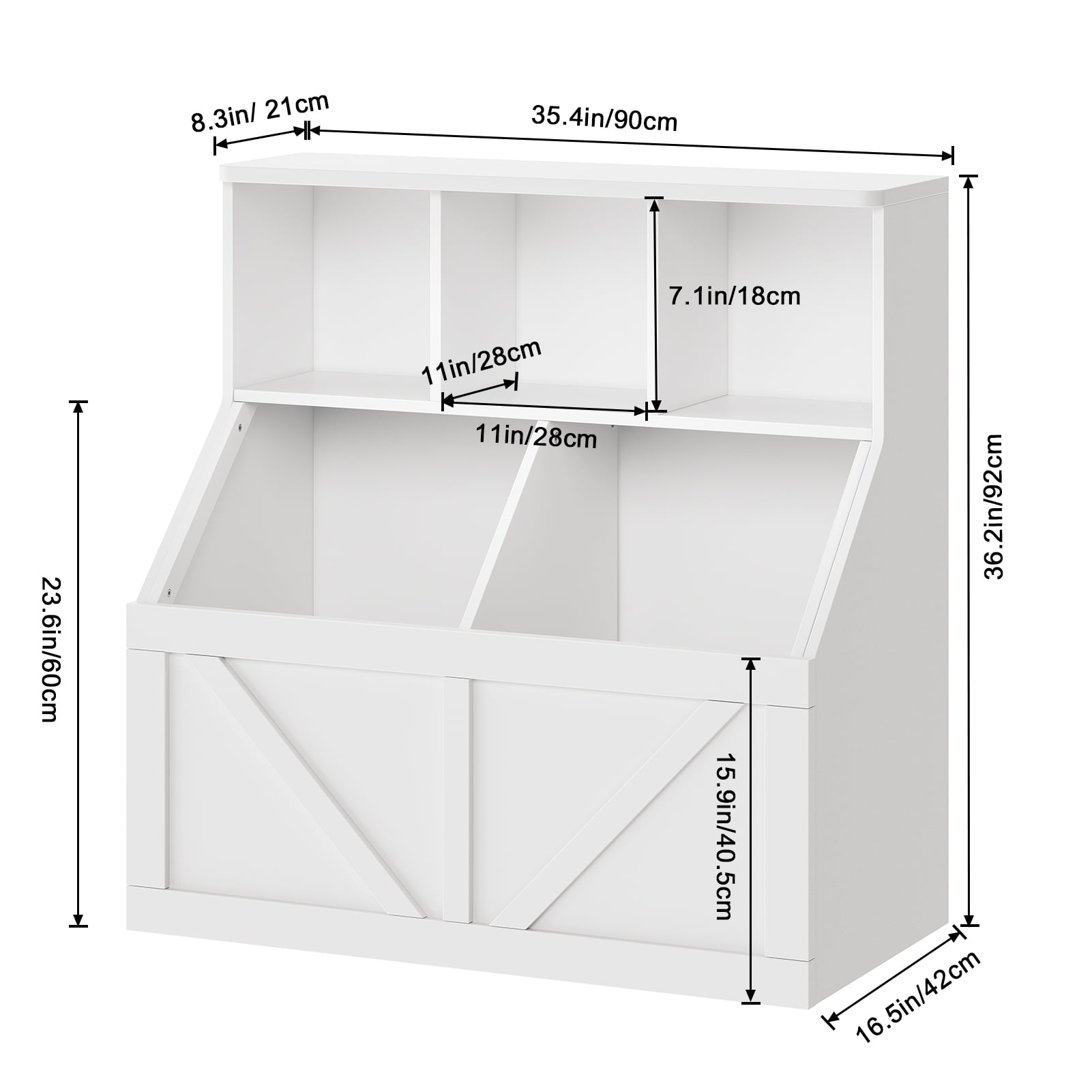 COZONY Kids Bookshelf & Toy Storage Organizer, Multi-Cube Toy Shelf with Storage Cabinets for Playroom, Bedroom, Nursery, White