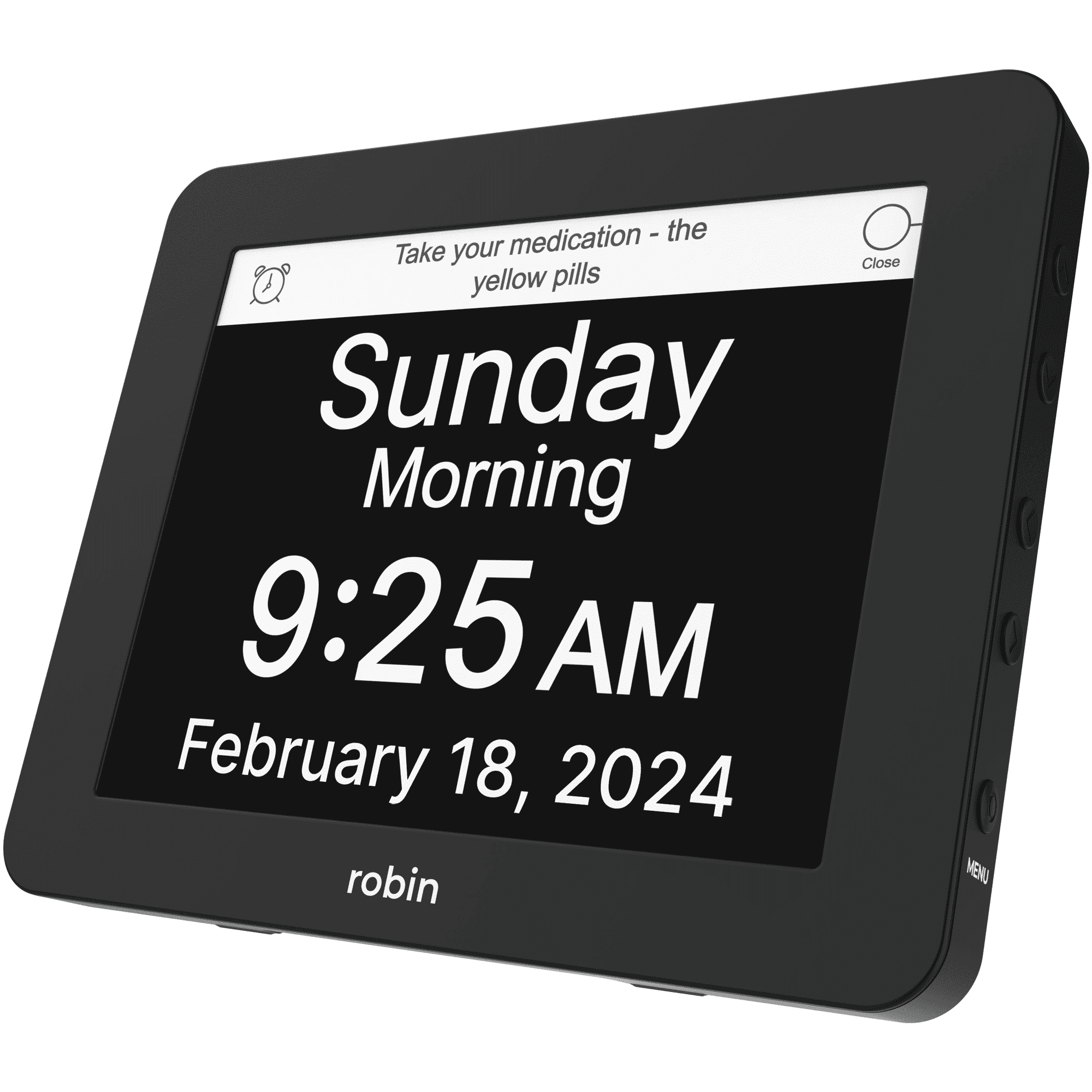 Robin Day Clock 2026 for Seniors, 8" Large Digital Calendar Dementia Clock with Talking Function, Alarms, Easy-to-Read Display for Elderly, Day Date Time, Medication Reminder, DST, Black