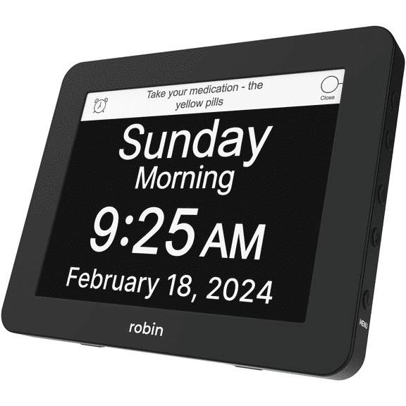 Robin Clock 2024 with Day and Date for Elderly, Clocks for Seniors, Dementia Clock, Digital Calendar Clock Elderly, Bedside Clocks Seniors, Alzheimers Products, Dementia Clocks Extra Large, Lavender