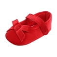 thumbnail image 3 of Girls Sneakers Sizes 0-6 Months Soild Colour Bowknot Princress Soft Sole Floor Barefoot Non Slip First Walkers Prewalker Red Baby Shoes, 3 of 7