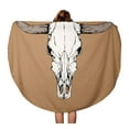 thumbnail image 1 of JSDART 60 inch Round Beach Towel Blanket Drawing One Bull Cow Skull Horns Terracotta Outline Rodeo Travel Circle Circular Towels Mat Tapestry Beach Throw, 1 of 2