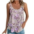 thumbnail image 2 of Homenesgenics Tank Tops for Women under $5 Women's Summer Loose Casual Fashion Print Crew Neck Tank Top Purple XXL, 2 of 5