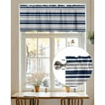 thumbnail image 3 of Dark Blue Geometric Striped Kitchen Valances for Windows Navy Blue Gray White Valance Curtains&nbsp; for Kitchen /Living Room/Bedroom/ Bathroom Decor, 54"x18 " ,Rod Pocket 1 Panel,, 3 of 7