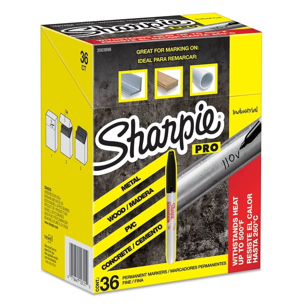 Rotuladores permanentes Sharpie Industrial de punta fina negros, 36 unidades