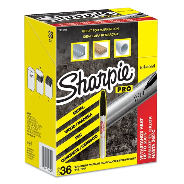 Rotuladores permanentes Sharpie Industrial de punta fina negros, 36 unidades