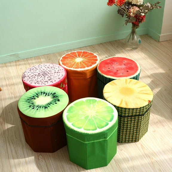 Niceauty Orange Fruit Storage Stool Folding Ottoman with for Sitting
