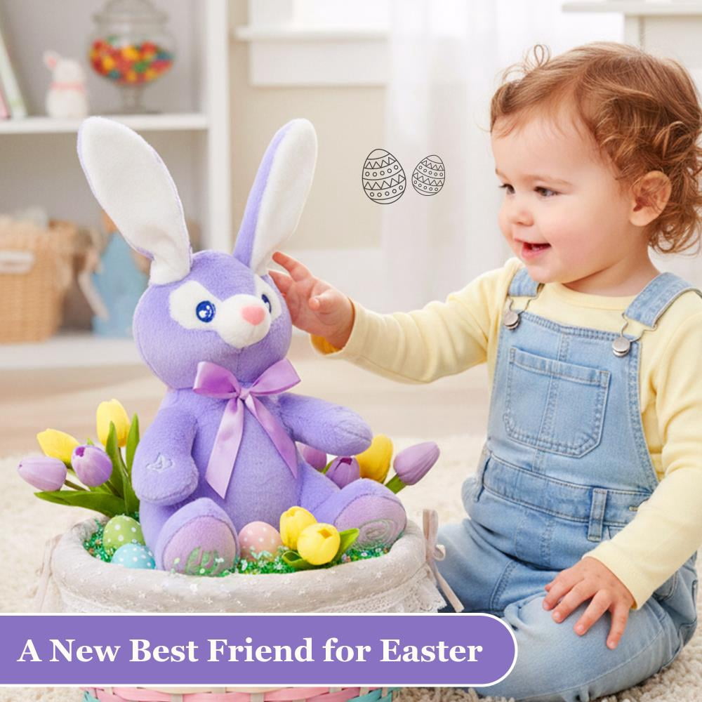 Bella Stuffed Bunny Toy - Animated Interactive Baby Bunny with Peek-a-Boo Feature and Singing Songs - Perfect Baby Plush Toy Gift for Ages 0-2, Purple (Set of 2, Purple) by Dimple