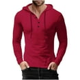 thumbnail image 2 of Blczomt Big and Tall Sweatshirt Pullover Casual Plain Sweatshirt Red Hooded Pullover Button Men's Fashion, 2 of 6
